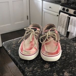 Pink Tie Dye Canvas Sperrys